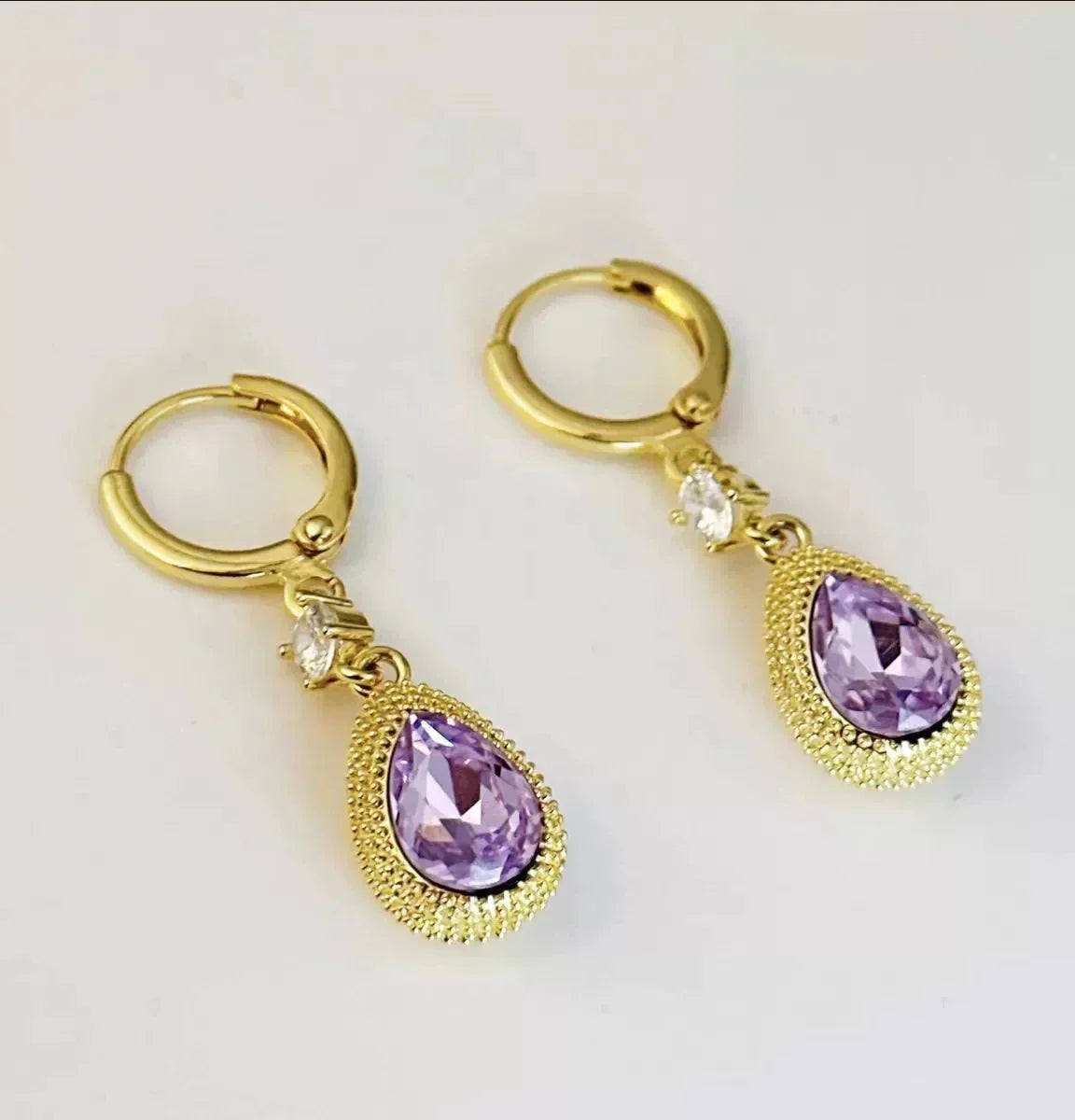 Purple Water Droplet Dangle Earrings VIP