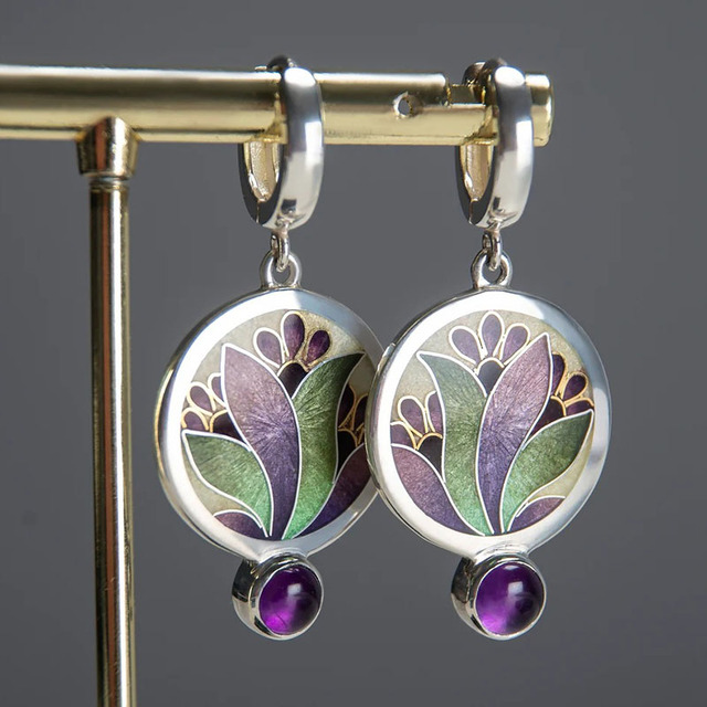 Purple Crystal Boho Earrings VIP