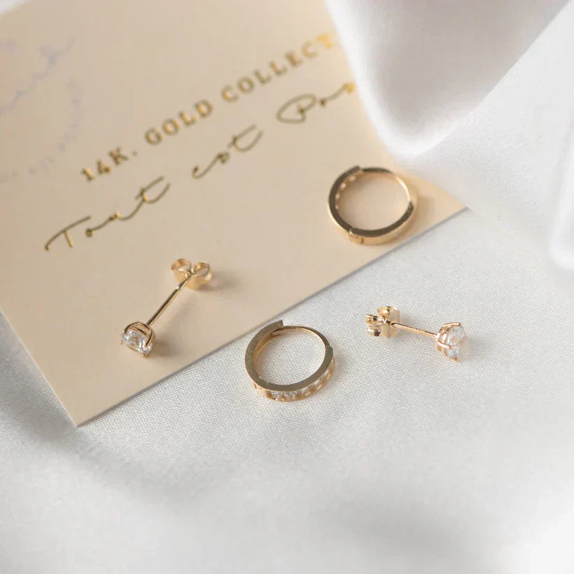 Brillane™ | Gold Stone Earrings Set