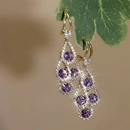 Purple Crystal Drop Earrings VIP