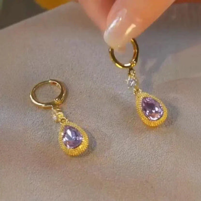 Purple Water Droplet Dangle Earrings VIP