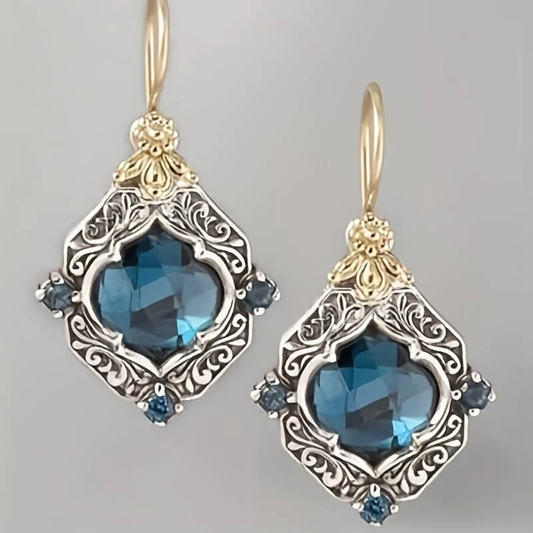 Amarisse™ | Vintage Gold & Silver Blue Crystal Earrings VIP